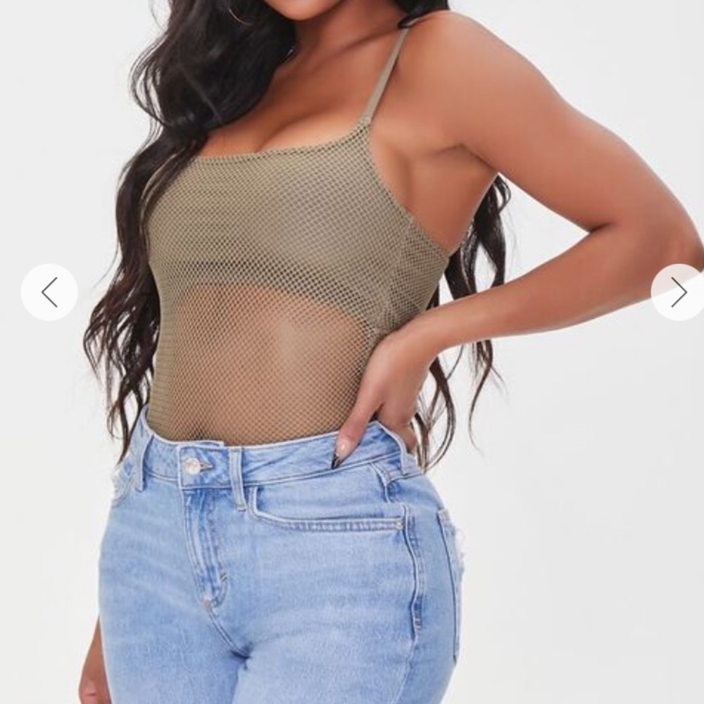 Forever 21 Netted Cami Bodysuit